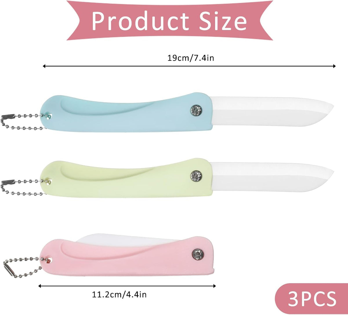 Portable Ceramic Paring Knife Paring Knives Set of 3 Fruit and Vegetable Knife Folding Knife Kitchen Knife For Daily Use Handy Fruit Knife for Picnic Travel Camping Outdoor Activities