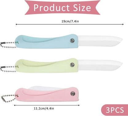 Portable Ceramic Paring Knife Paring Knives Set of 3 Fruit and Vegetable Knife Folding Knife Kitchen Knife For Daily Use Handy Fruit Knife for Picnic Travel Camping Outdoor Activities
