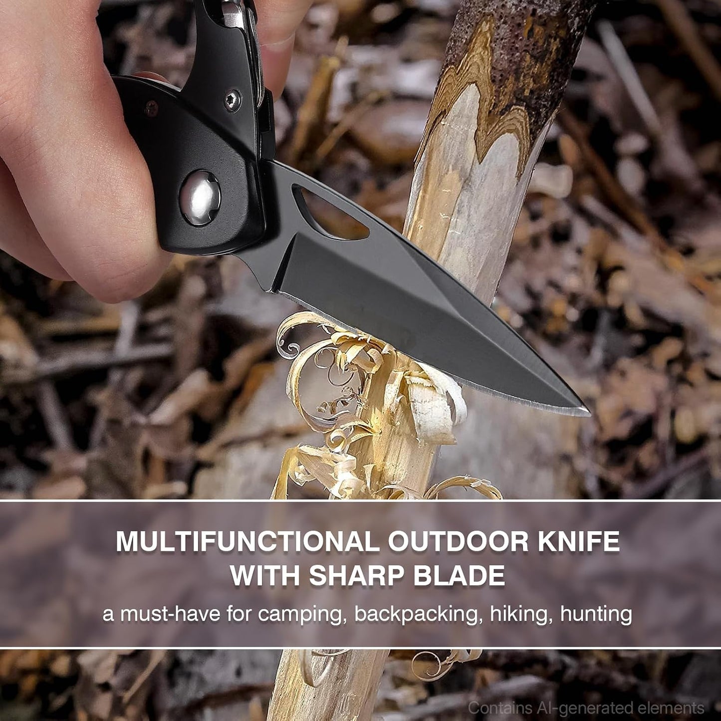 Multitool Carabiner with Pocket Knife, Bottle Opener | Stocking Stuffers Gifts for Men, EDC Carabiners with Folding Knives, Window Breaker and Screwdriver, Gear for Camping Hiking