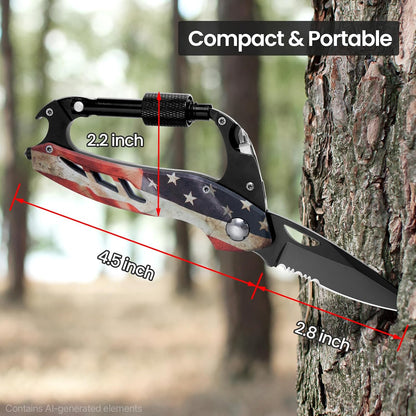 Multitool Carabiner with Pocket Knife, Bottle Opener | Stocking Stuffers Gifts for Men, EDC Carabiners with Folding Knives, Window Breaker and Screwdriver, Gear for Camping Hiking