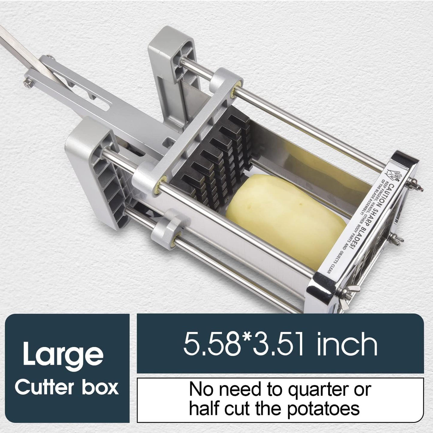 French Fry Cutter for Potatoes, 1/2 Inch Professional Grade | Durable Stainless Steel, Easy Lever Operation, Fast Cutting, Ideal for Family Meals, Parties and Batch Food Prep