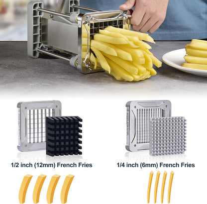 French Fry Cutter for Potatoes, 1/2 Inch Professional Grade | Durable Stainless Steel, Easy Lever Operation, Fast Cutting, Ideal for Family Meals, Parties and Batch Food Prep