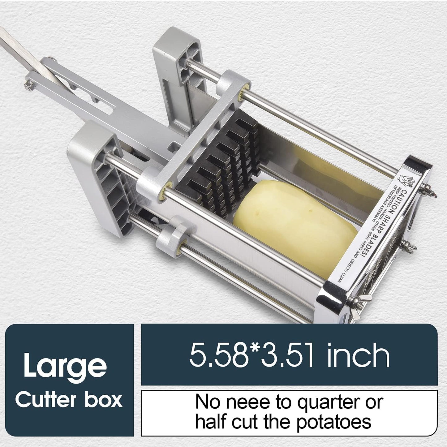 French Fry Cutter for Potatoes, 1/2 Inch Professional Grade | Durable Stainless Steel, Easy Lever Operation, Fast Cutting, Ideal for Family Meals, Parties and Batch Food Prep