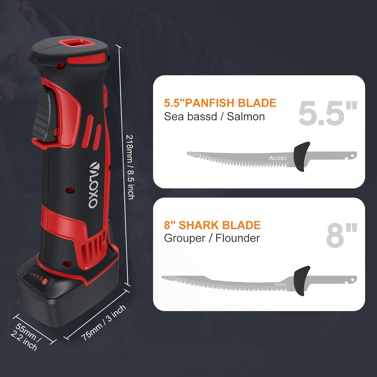Electric Fillet Knife for fish with 2 Stainless Steel Blades