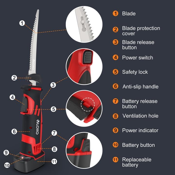 Electric Fillet Knife for fish with 2 Stainless Steel Blades