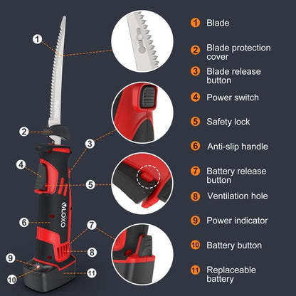 Electric Fillet Knife for fish with 2 Stainless Steel Blades