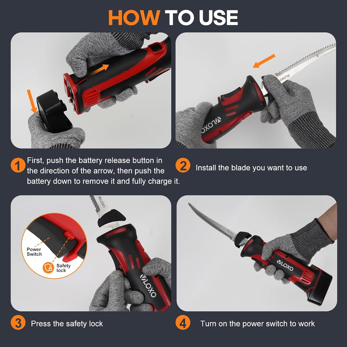 Electric Fillet Knife for fish with 2 Stainless Steel Blades
