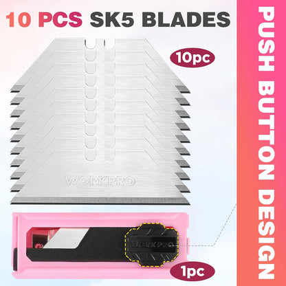 Folding Utility Knife, Quick Change Box Cutter, Pink