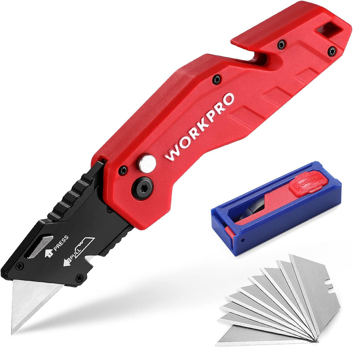 Folding Utility Knife, Quick Change Box Cutter, Pink