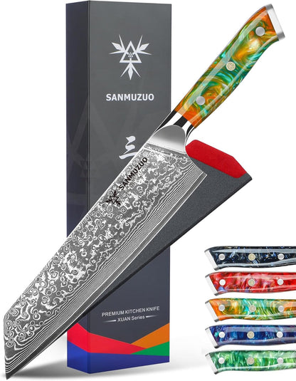 8.5 inch Kiritsuke Kitchen Chef Knife - 67 Layers Damascus Steel & Resin Handle - Xuan Series(Jade Green)