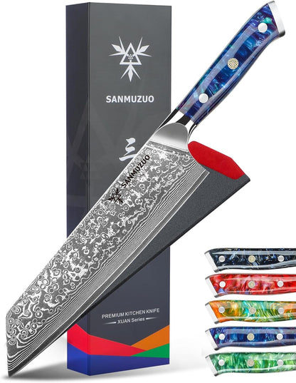 8.5 inch Kiritsuke Kitchen Chef Knife - 67 Layers Damascus Steel & Resin Handle - Xuan Series(Jade Green)