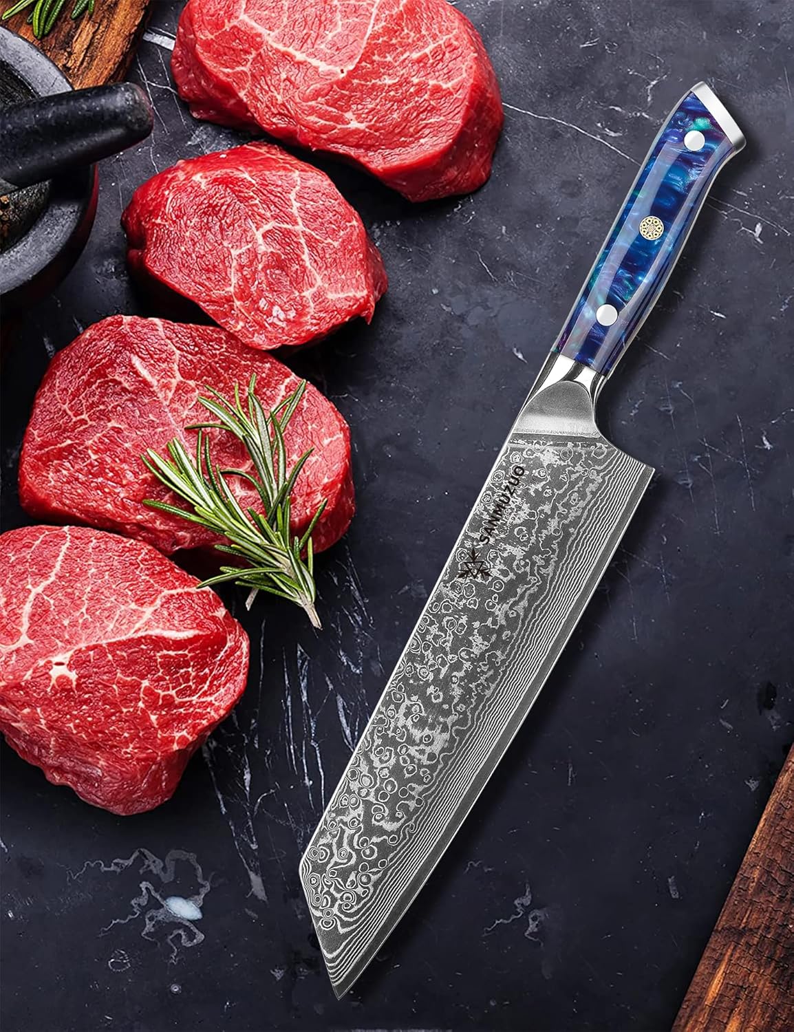8.5 inch Kiritsuke Kitchen Chef Knife - 67 Layers Damascus Steel & Resin Handle - Xuan Series(Jade Green)