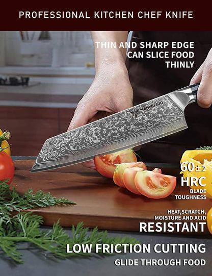 8.5 inch Kiritsuke Kitchen Chef Knife - 67 Layers Damascus Steel & Resin Handle - Xuan Series(Jade Green)