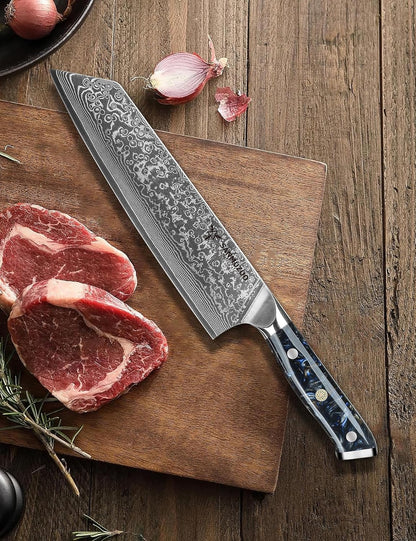 8.5 inch Kiritsuke Kitchen Chef Knife - 67 Layers Damascus Steel & Resin Handle - Xuan Series(Jade Green)