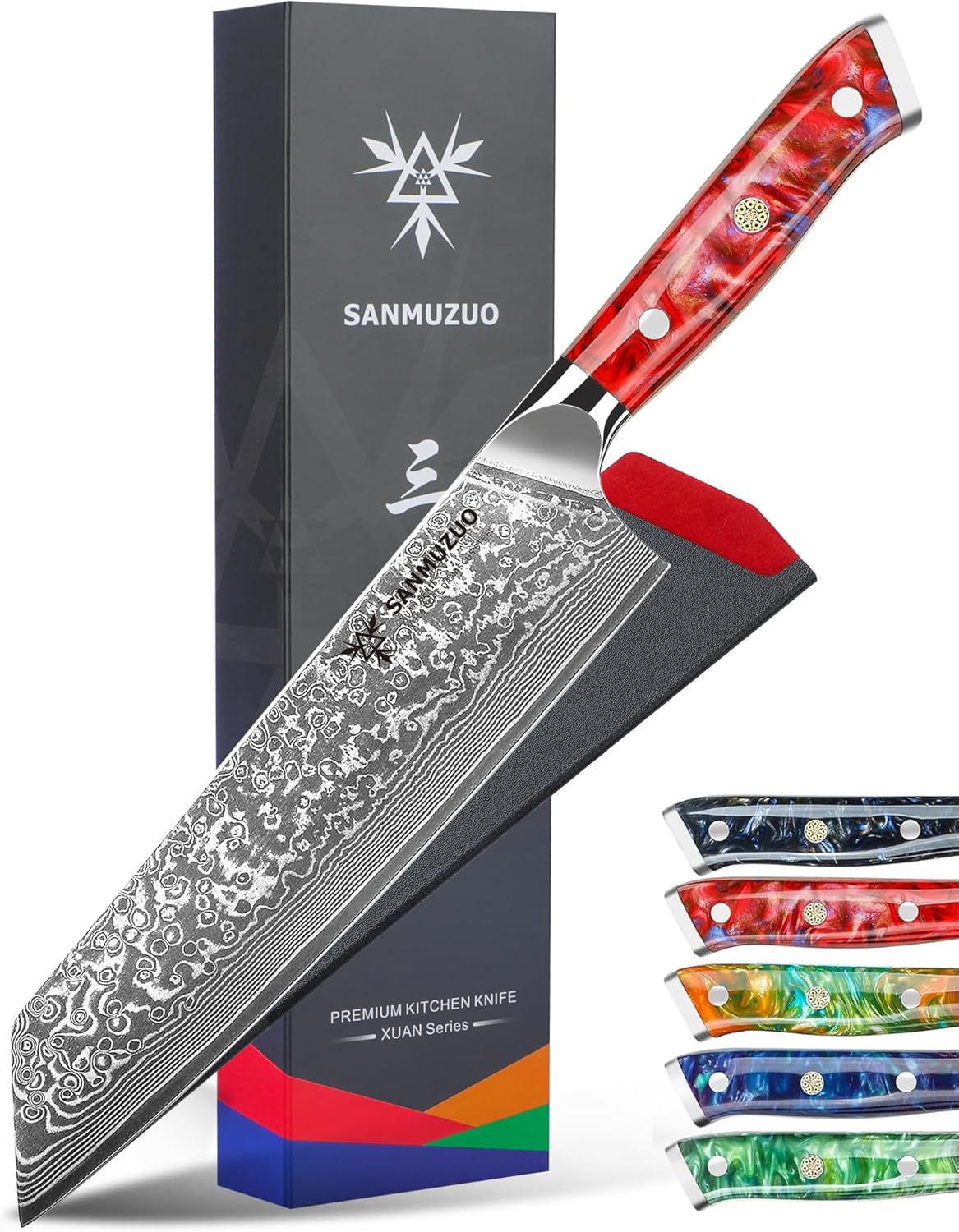 8.5 inch Kiritsuke Kitchen Chef Knife - 67 Layers Damascus Steel & Resin Handle - Xuan Series(Jade Green)