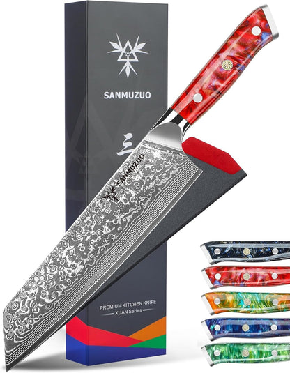 8.5 inch Kiritsuke Kitchen Chef Knife - 67 Layers Damascus Steel & Resin Handle - Xuan Series(Jade Green)