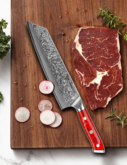 8.5 inch Kiritsuke Kitchen Chef Knife - 67 Layers Damascus Steel & Resin Handle - Xuan Series(Jade Green)