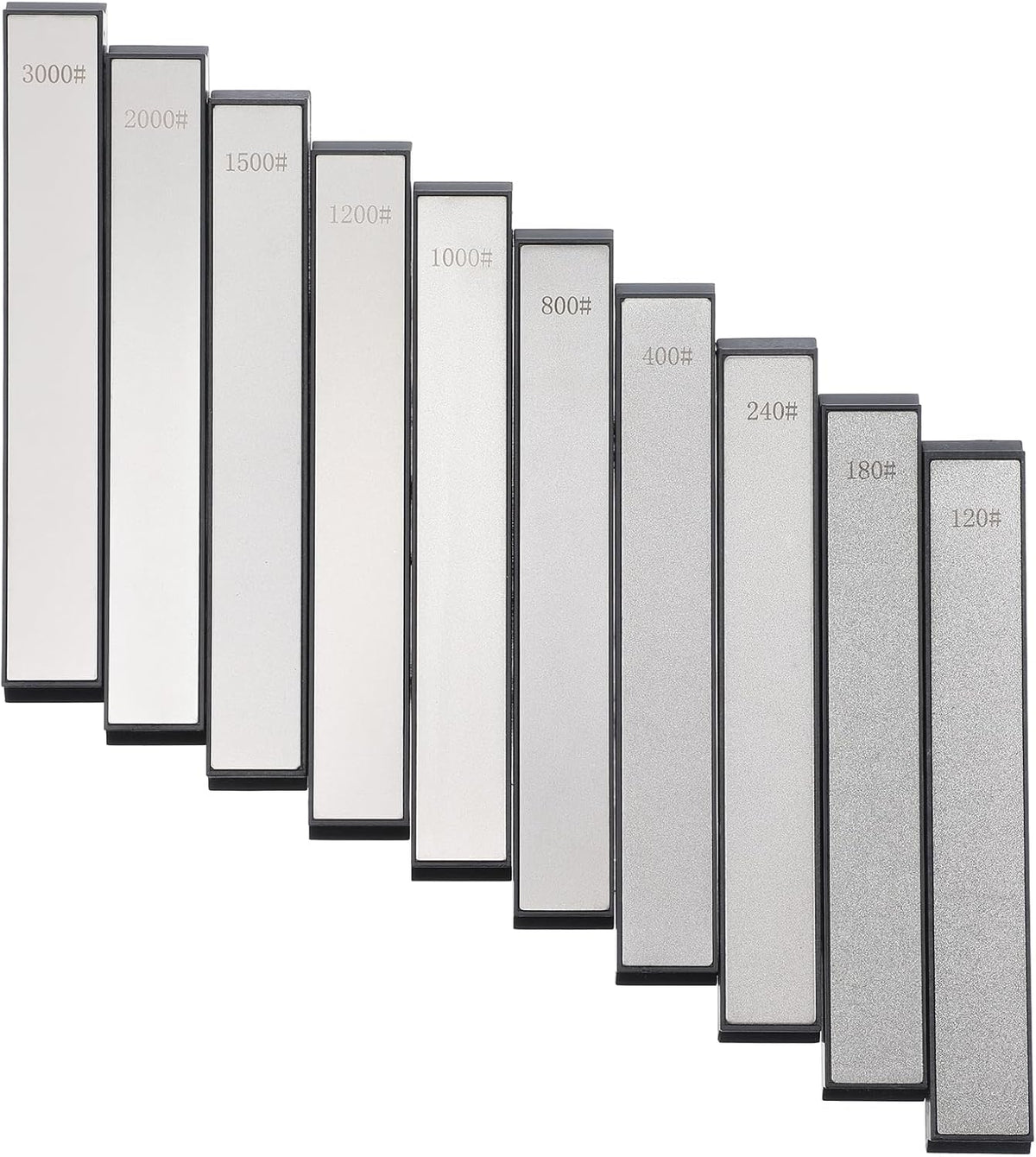 10 PCS Diamond Knife Sharpening Stones Set – 120# to 3000# Grit, Professional Whetstone Kit for Ruixin Sharpeners & Handheld Use – Non-Slip Base, Durable Diamond Plates for Kitchen & Outdoor Tools