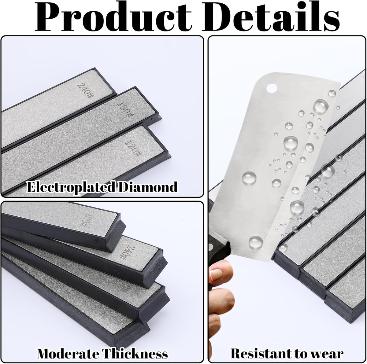 10 PCS Diamond Knife Sharpening Stones Set – 120# to 3000# Grit, Professional Whetstone Kit for Ruixin Sharpeners & Handheld Use – Non-Slip Base, Durable Diamond Plates for Kitchen & Outdoor Tools
