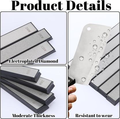 10 PCS Diamond Knife Sharpening Stones Set – 120# to 3000# Grit, Professional Whetstone Kit for Ruixin Sharpeners & Handheld Use – Non-Slip Base, Durable Diamond Plates for Kitchen & Outdoor Tools