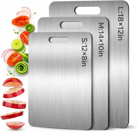 Pure 100% Titanium Cutting Board, Food-Grade & Knife-Friendly, Durable Double-Sided Design, Dishwasher Safe for Meat, Fish, Fruit & Vegetables (14 x 10)