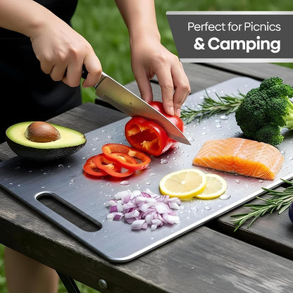 Pure 100% Titanium Cutting Board, Food-Grade & Knife-Friendly, Durable Double-Sided Design, Dishwasher Safe for Meat, Fish, Fruit & Vegetables (14 x 10)