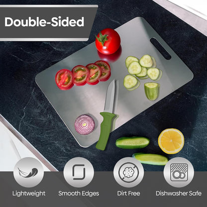 Pure 100% Titanium Cutting Board, Food-Grade & Knife-Friendly, Durable Double-Sided Design, Dishwasher Safe for Meat, Fish, Fruit & Vegetables (14 x 10)