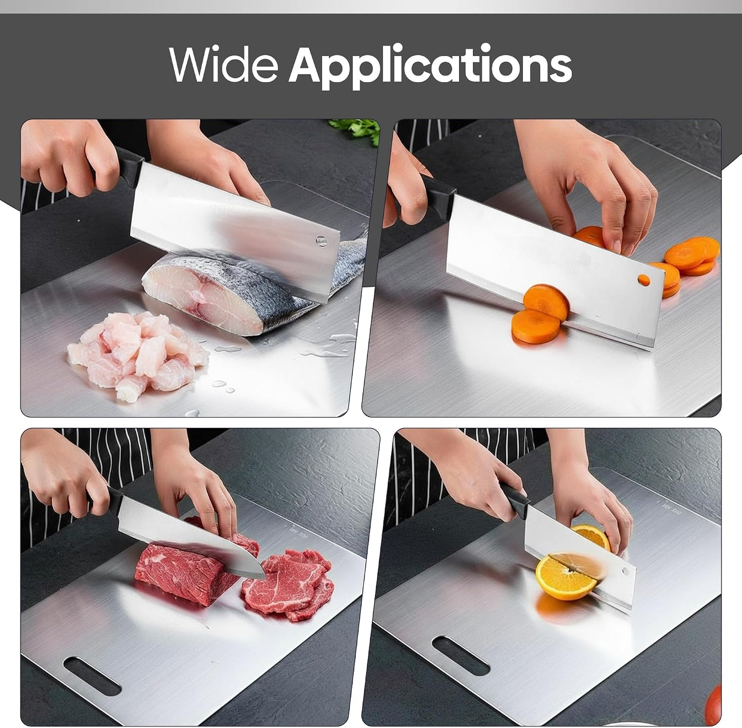 Pure 100% Titanium Cutting Board, Food-Grade & Knife-Friendly, Durable Double-Sided Design, Dishwasher Safe for Meat, Fish, Fruit & Vegetables (14 x 10)