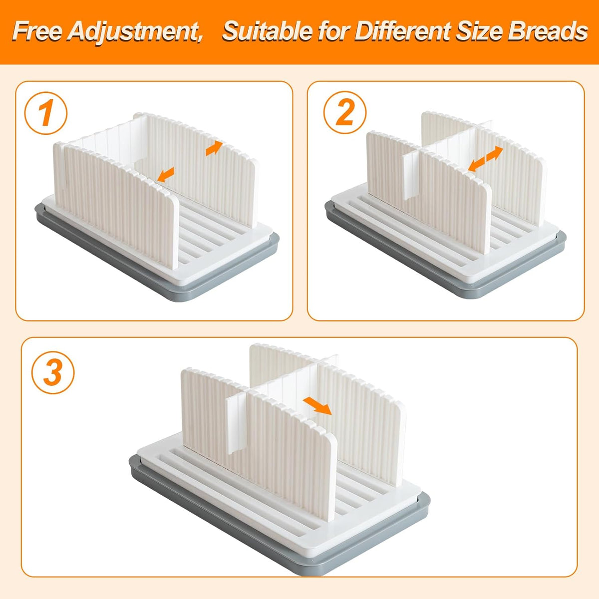 Heavily Upgraded Bread Slicer for Homemade Bread, Foldable plastic bread slicer, Adjustable width and guide rail, Suitable for homemade bread, sandwiches, bagels and cakes, Dishwasher Safe