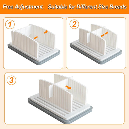 Heavily Upgraded Bread Slicer for Homemade Bread, Foldable plastic bread slicer, Adjustable width and guide rail, Suitable for homemade bread, sandwiches, bagels and cakes, Dishwasher Safe