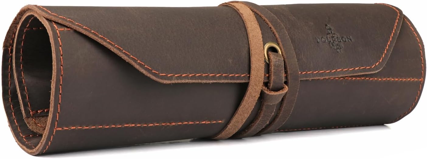 Full Leather Knife Roll Carving Tool Organizer Craft Carrier Storage Bag Case with 10 Slots