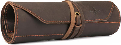 Full Leather Knife Roll Carving Tool Organizer Craft Carrier Storage Bag Case with 10 Slots