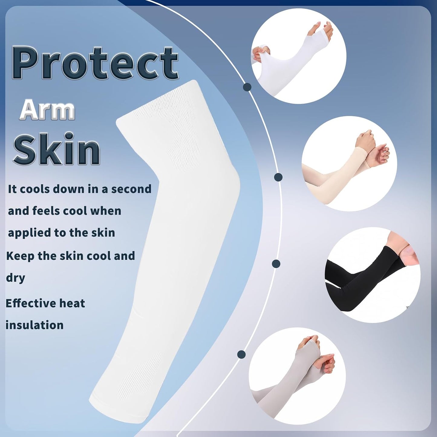 Cooling Arm Sleeves for Men Women,Sun Protection UPF 50+ Breathable Elastic Sport Sleeves with Thumb Hole