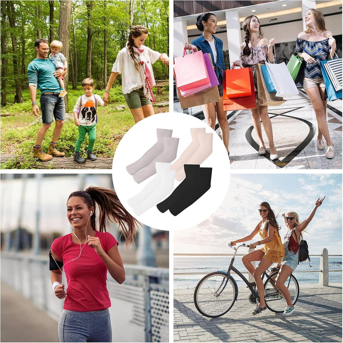 Cooling Arm Sleeves for Men Women,Sun Protection UPF 50+ Breathable Elastic Sport Sleeves with Thumb Hole