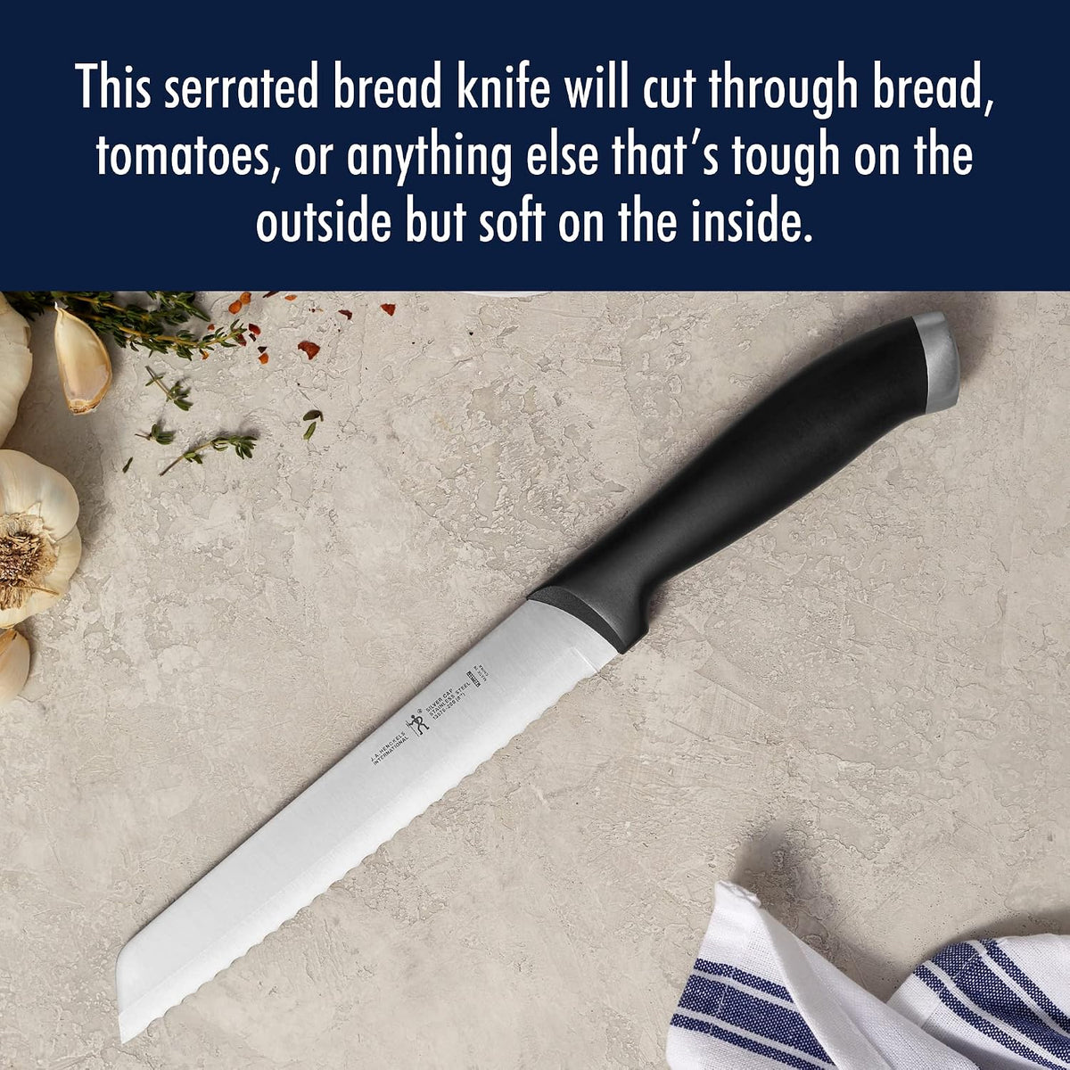 Silvercap Razor-Sharp 8-inch Bread Knife, Cake Knife, German Engineered Informed by 100+ Years of Mastery, Black