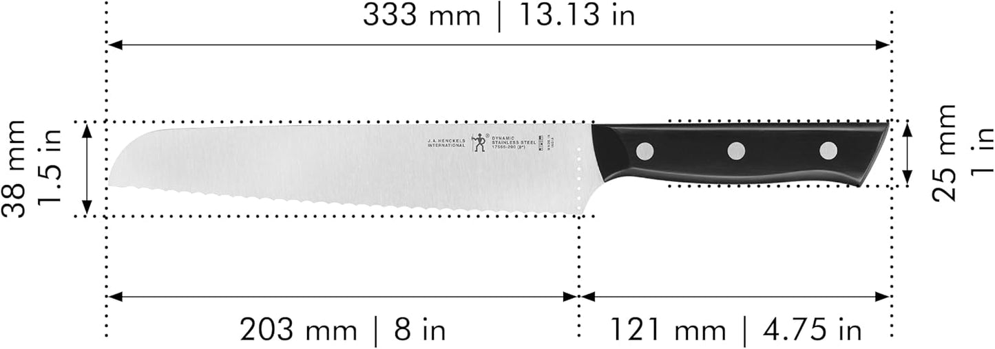 Silvercap Razor-Sharp 8-inch Bread Knife, Cake Knife, German Engineered Informed by 100+ Years of Mastery, Black