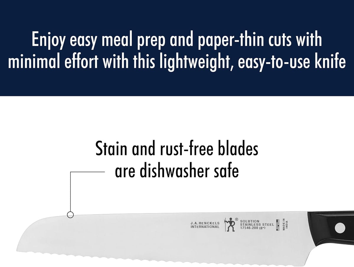 Silvercap Razor-Sharp 8-inch Bread Knife, Cake Knife, German Engineered Informed by 100+ Years of Mastery, Black