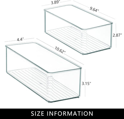 8 PACK Drawer Organizers Deep Drawer Organizer Bins Silverware Organizer Clear Stackable Storage Bins for Bathroom, Pantry, Office, Vanity, Desk Organization and Storage