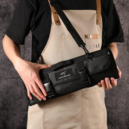 Chef Knife Set with Roll Bag, 8 Pieces Damascus Knife Set with VG10 Core Blades, 67-Layer Damascus Steel with Portable Oxford Cloth Storage Bag, Blade Guards, Camping Essentials