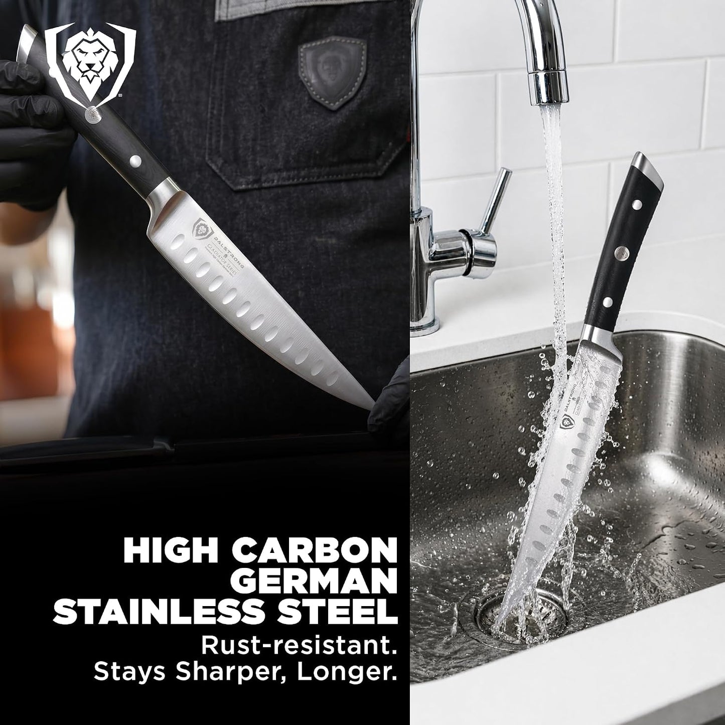 Fillet Knife - 7 inch Flexible Blade - Gladiator Series Elite - High Carbon German Steel - Black G10 Handle Boning Knife - w/Two Sheaths - Razor Sharp Kitchen Knife Gift - NSF Certified