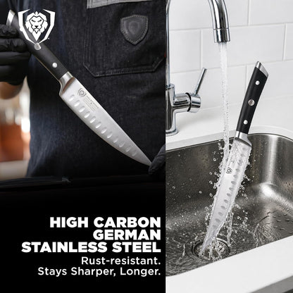 Fillet Knife - 7 inch Flexible Blade - Gladiator Series Elite - High Carbon German Steel - Black G10 Handle Boning Knife - w/Two Sheaths - Razor Sharp Kitchen Knife Gift - NSF Certified