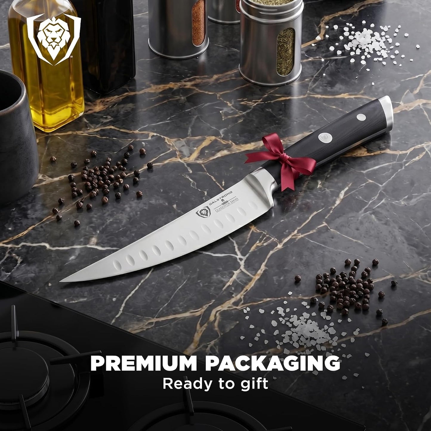 Fillet Knife - 7 inch Flexible Blade - Gladiator Series Elite - High Carbon German Steel - Black G10 Handle Boning Knife - w/Two Sheaths - Razor Sharp Kitchen Knife Gift - NSF Certified