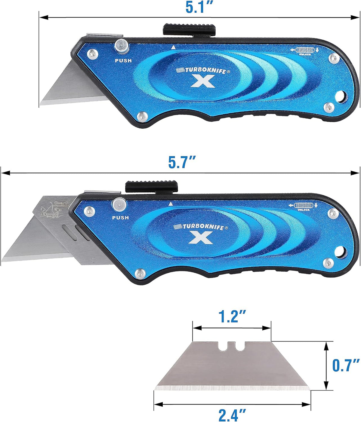 Turboknife X Utility Knife 33-134, Blue