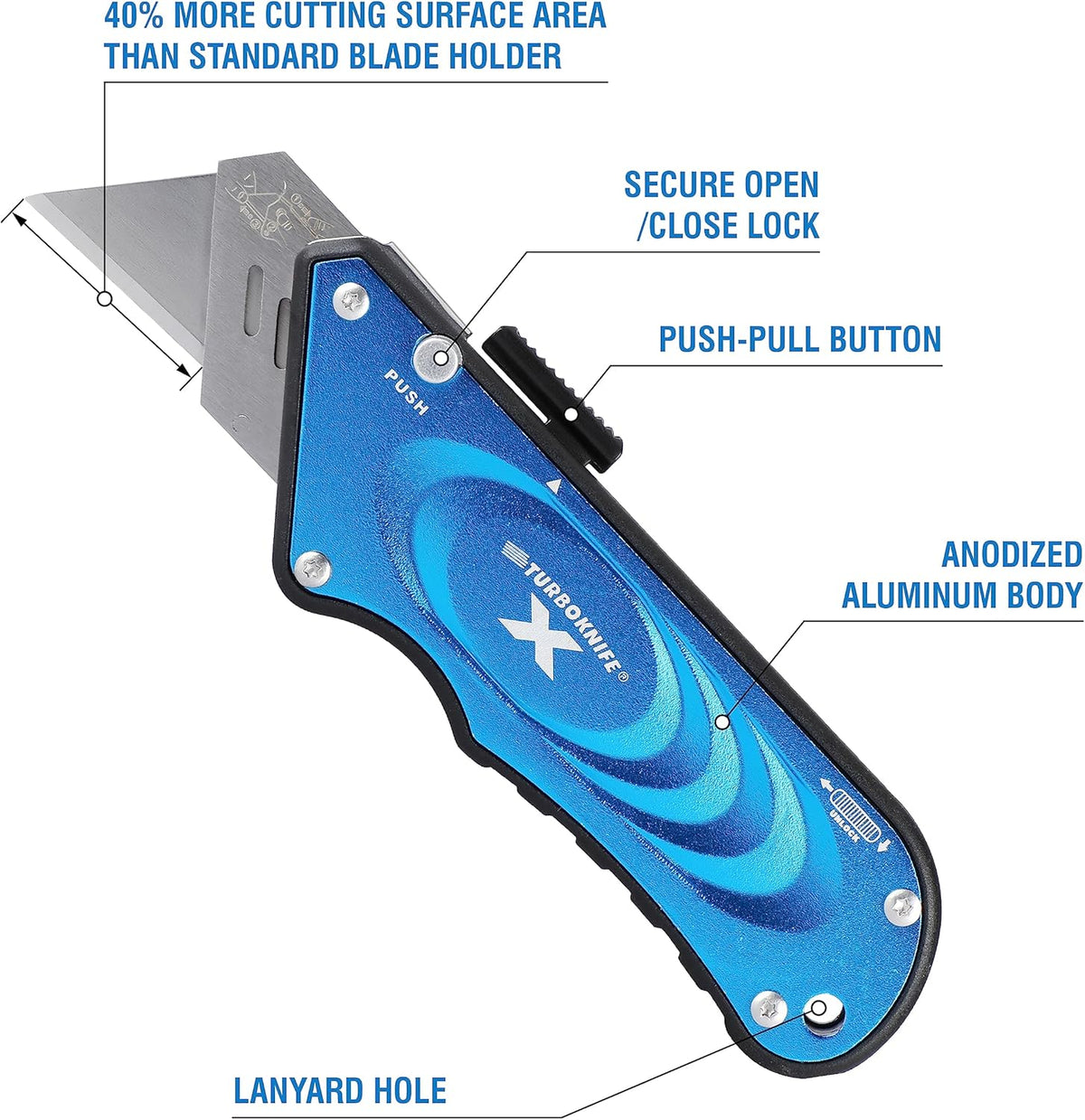 Turboknife X Utility Knife 33-134, Blue