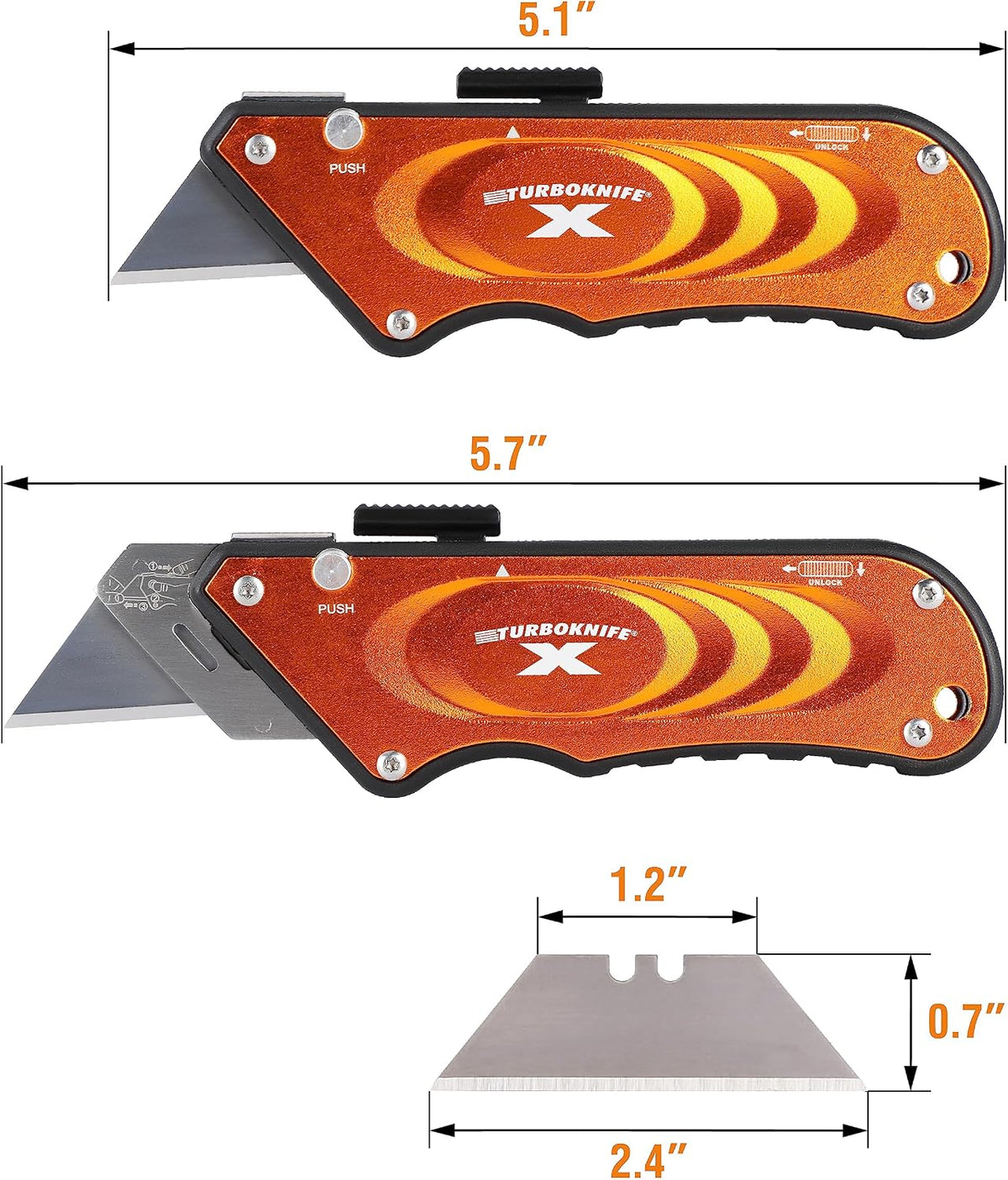 Turboknife X Utility Knife 33-134, Blue