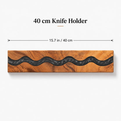 Magnetic Knife Holder, 15.7 Inch Walnut Wood and Resin Magnetic Knife Bar for Wall, Heavy Duty Magnet Holds 8 Knives, Handcrafted Deep Green (Emerald Enchant)