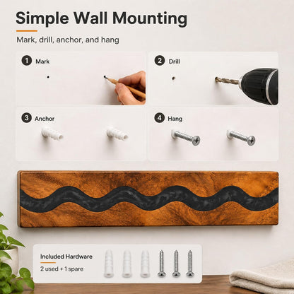 Magnetic Knife Holder, 15.7 Inch Walnut Wood and Resin Magnetic Knife Bar for Wall, Heavy Duty Magnet Holds 8 Knives, Handcrafted Deep Green (Emerald Enchant)