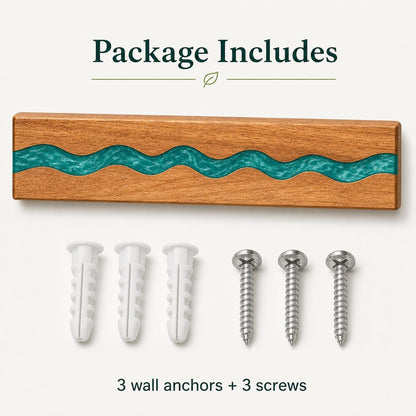 Magnetic Knife Holder, 15.7 Inch Walnut Wood and Resin Magnetic Knife Bar for Wall, Heavy Duty Magnet Holds 8 Knives, Handcrafted Deep Green (Emerald Enchant)