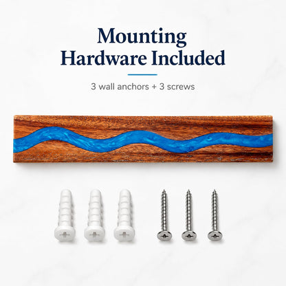 Magnetic Knife Holder, 15.7 Inch Walnut Wood and Resin Magnetic Knife Bar for Wall, Heavy Duty Magnet Holds 8 Knives, Handcrafted Deep Green (Emerald Enchant)