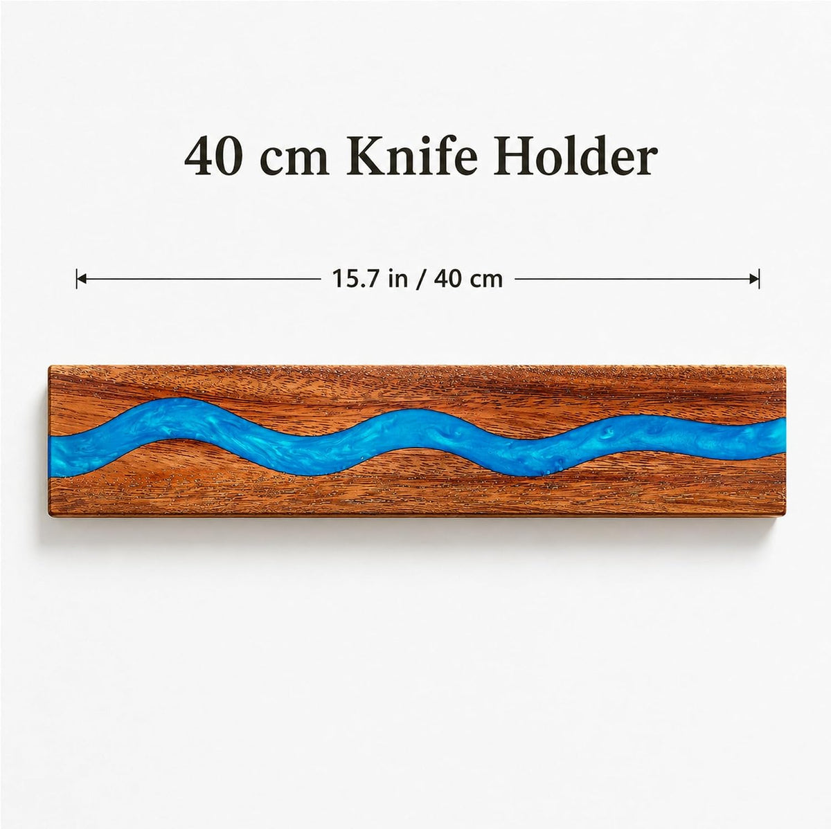 Magnetic Knife Holder, 15.7 Inch Walnut Wood and Resin Magnetic Knife Bar for Wall, Heavy Duty Magnet Holds 8 Knives, Handcrafted Deep Green (Emerald Enchant)